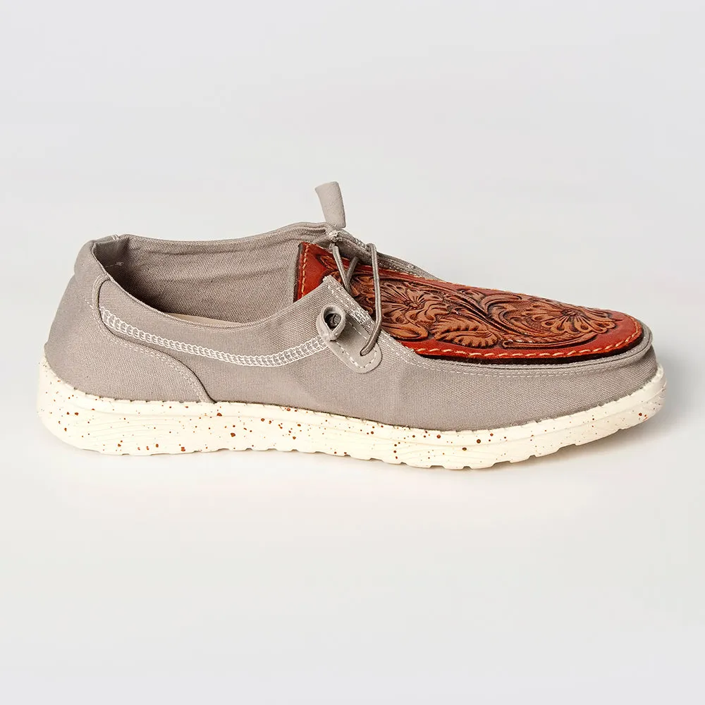 American Darling ADFT133GR11 Hand tooled carved genuine leather trim lightweight shoe footwear slip on