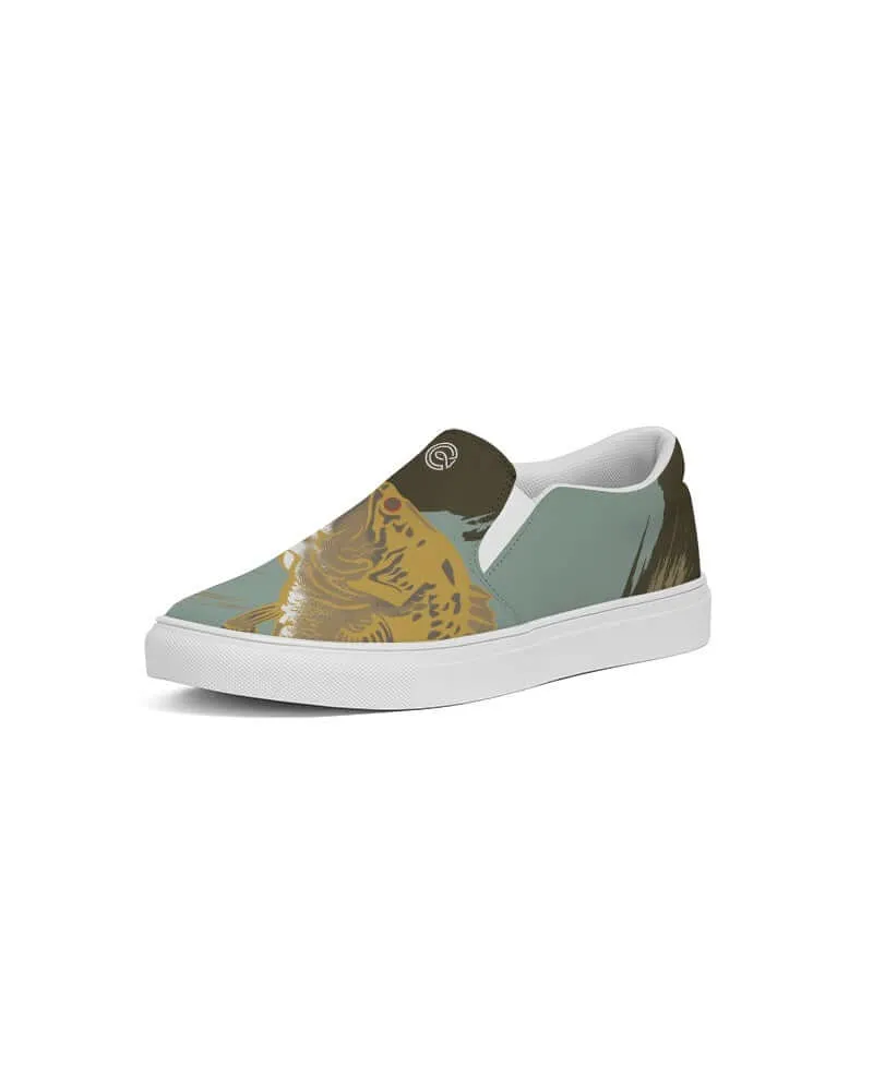 (ARTIST ORIGINAL) Mens Stewart Forrest Smallmouth Bass Slip-On Canvas Shoe