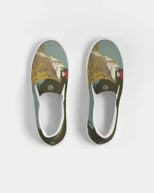 (ARTIST ORIGINAL) Mens Stewart Forrest Smallmouth Bass Slip-On Canvas Shoe