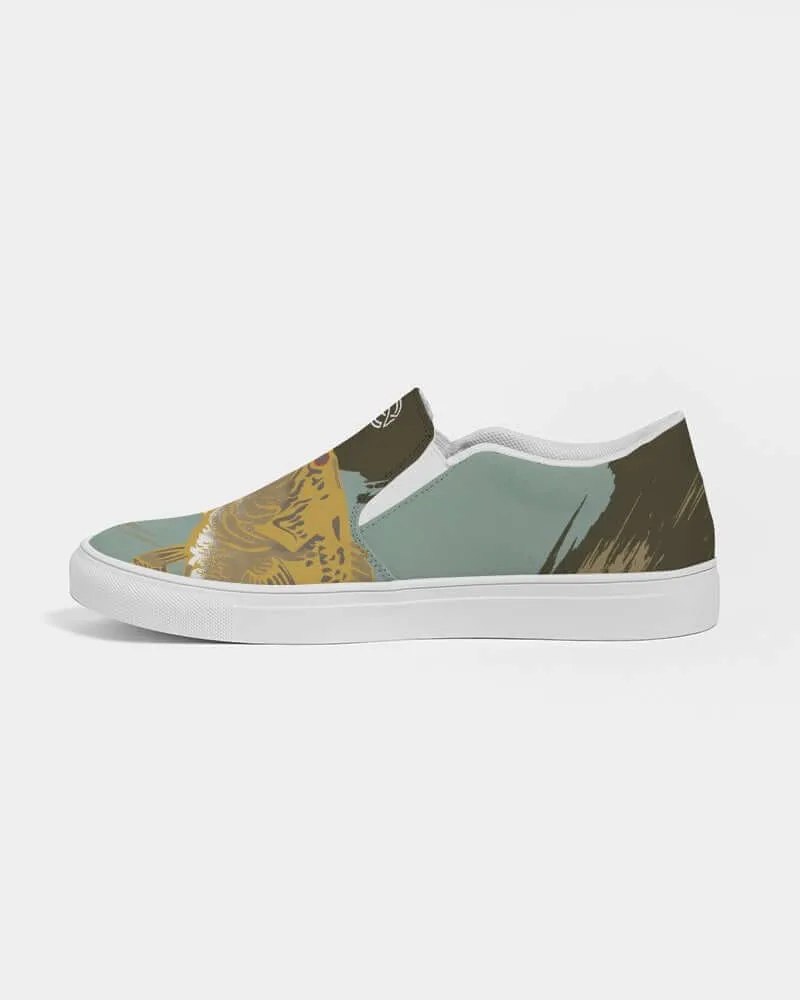 (ARTIST ORIGINAL) Mens Stewart Forrest Smallmouth Bass Slip-On Canvas Shoe