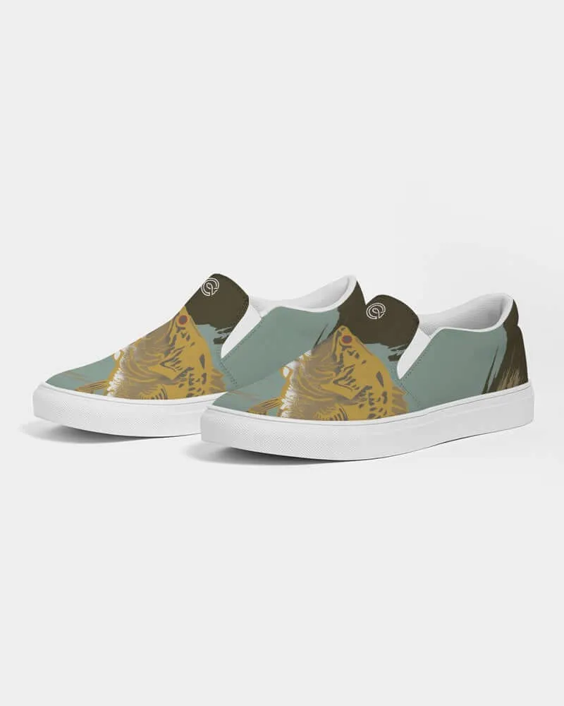 (ARTIST ORIGINAL) Mens Stewart Forrest Smallmouth Bass Slip-On Canvas Shoe
