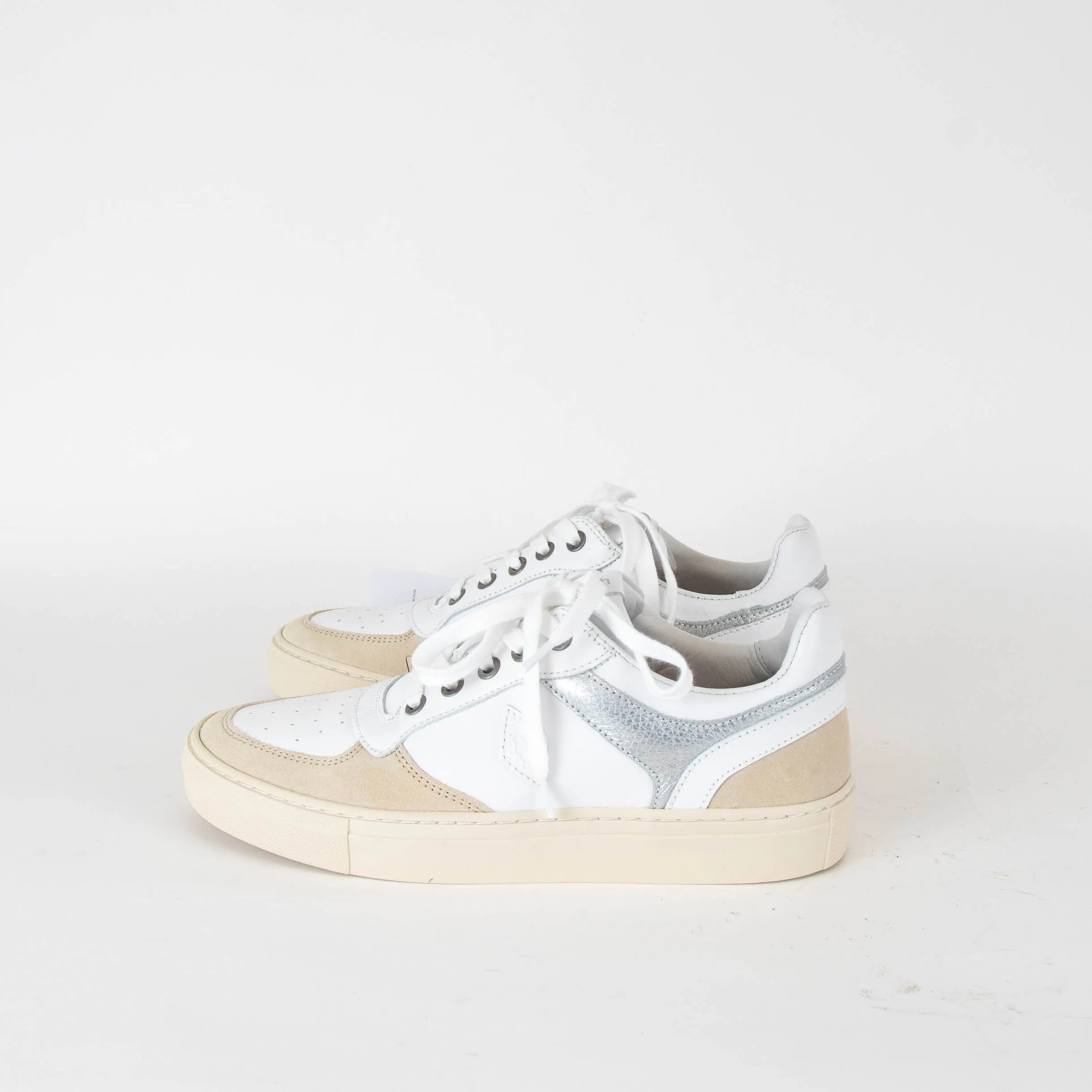 ba&sh White Leather Low Crush Trainers