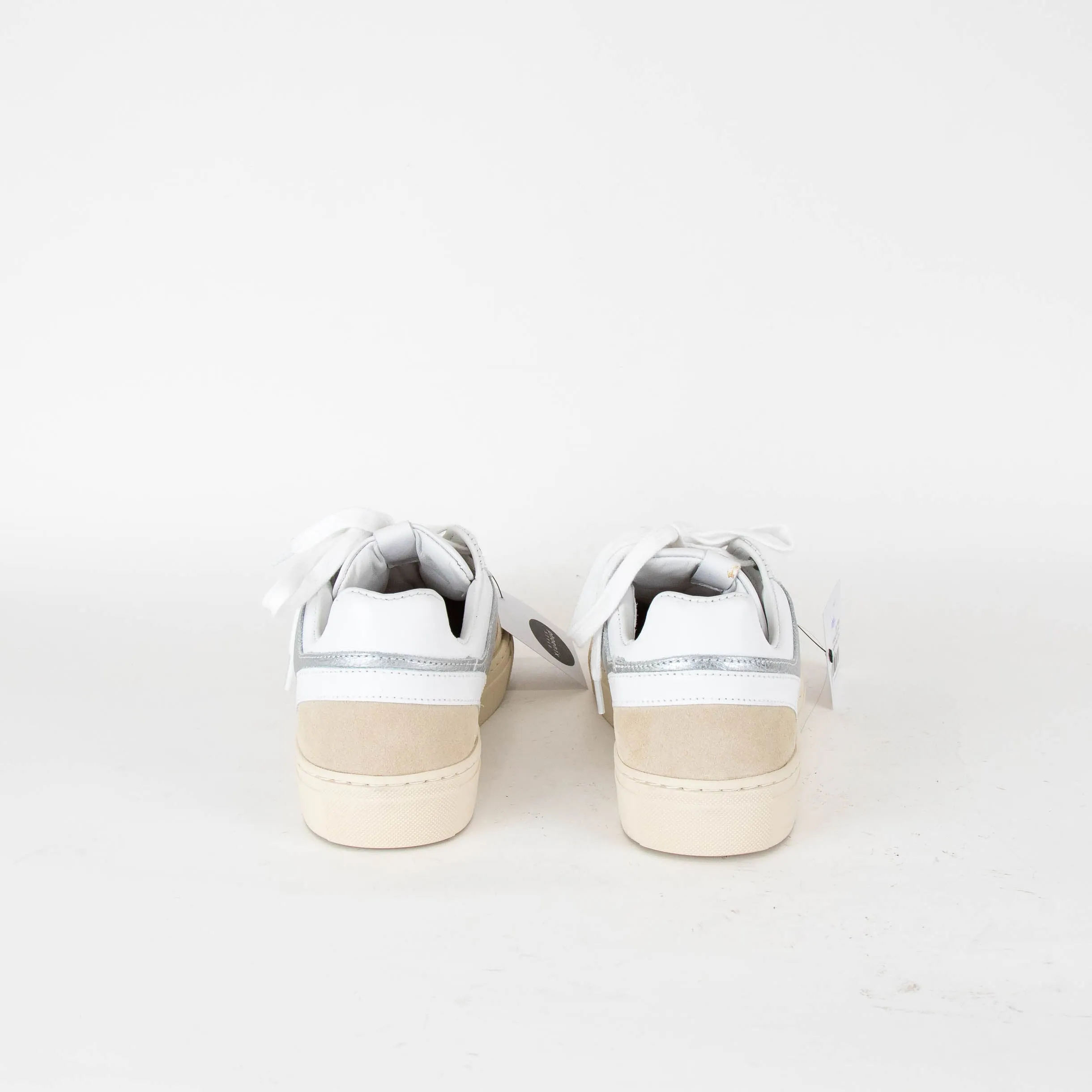 ba&sh White Leather Low Crush Trainers
