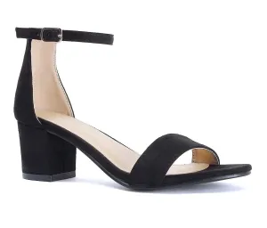 Bella Marie Women's Jean-08 Black Strappy Open Toe Block Heel Sandal (10)