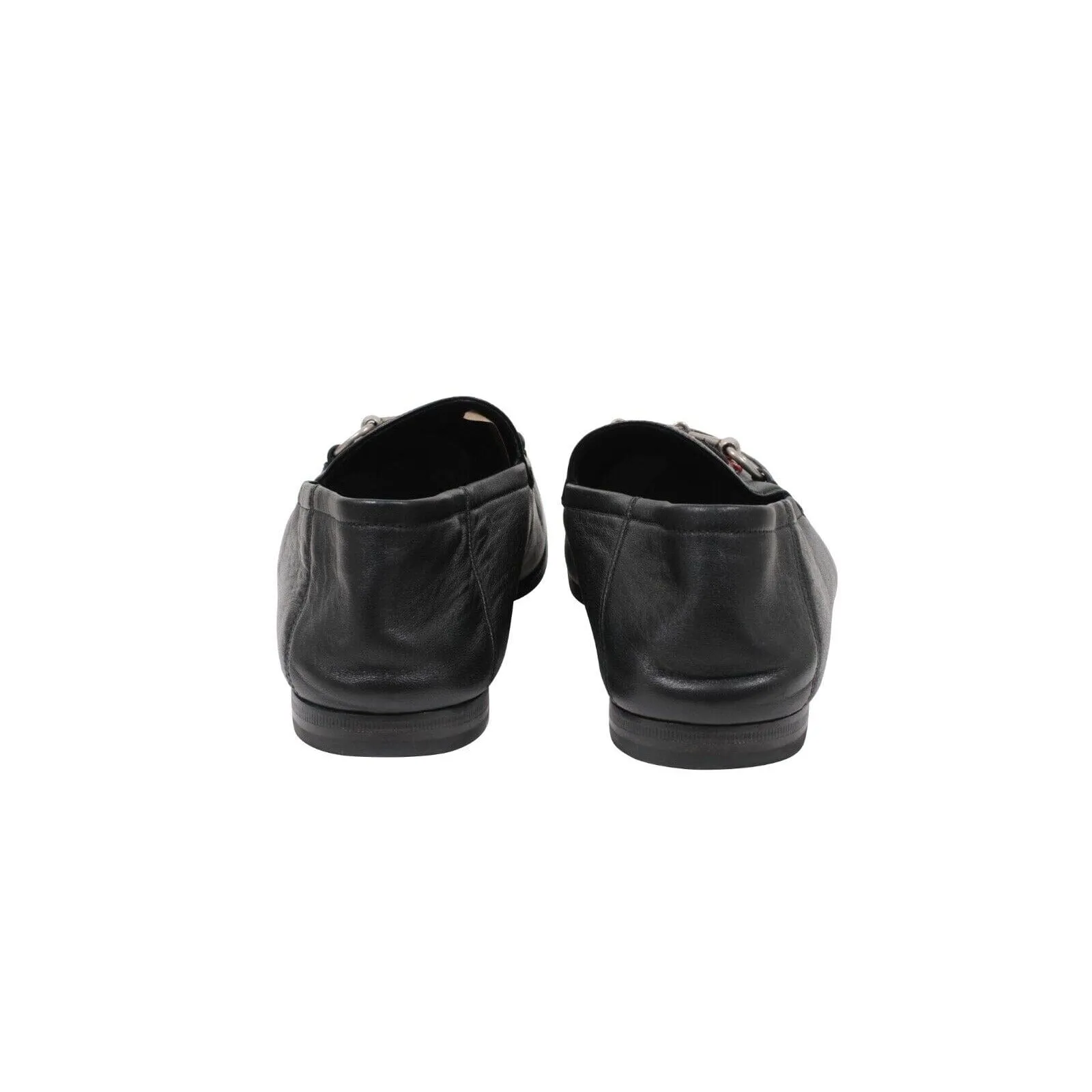 Black Leather Horsebit Foldable Rear Brixton Snake Loafers