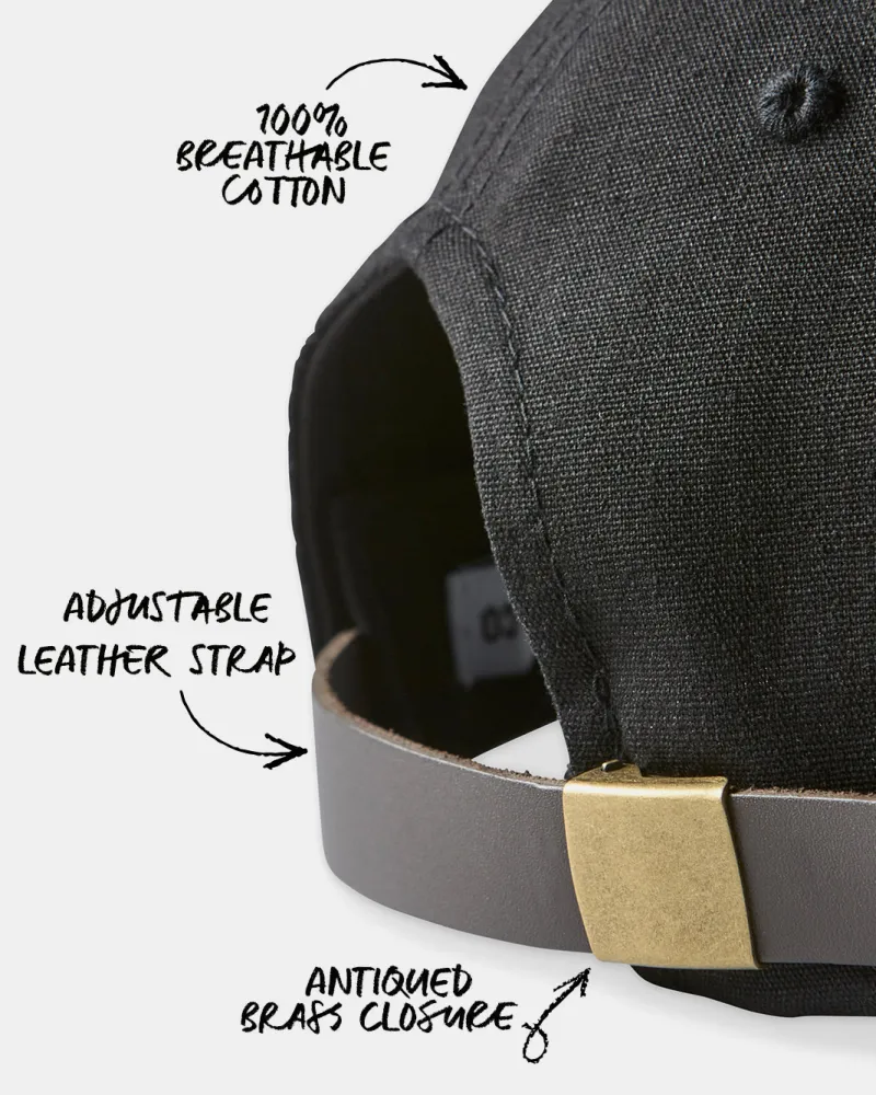 Black Twill Cursive 'Det' Field Cap