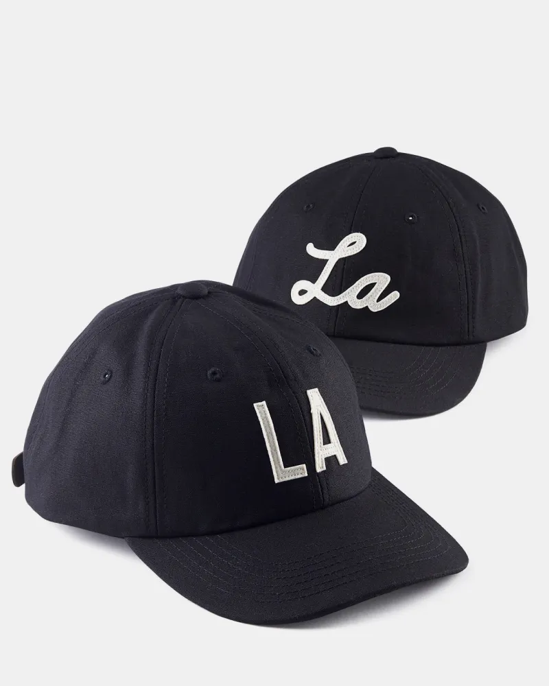 Black Twill Cursive 'La' Field Cap