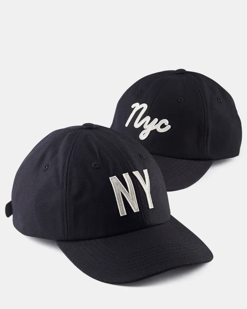 Black Twill Cursive 'Nyc' Field Cap