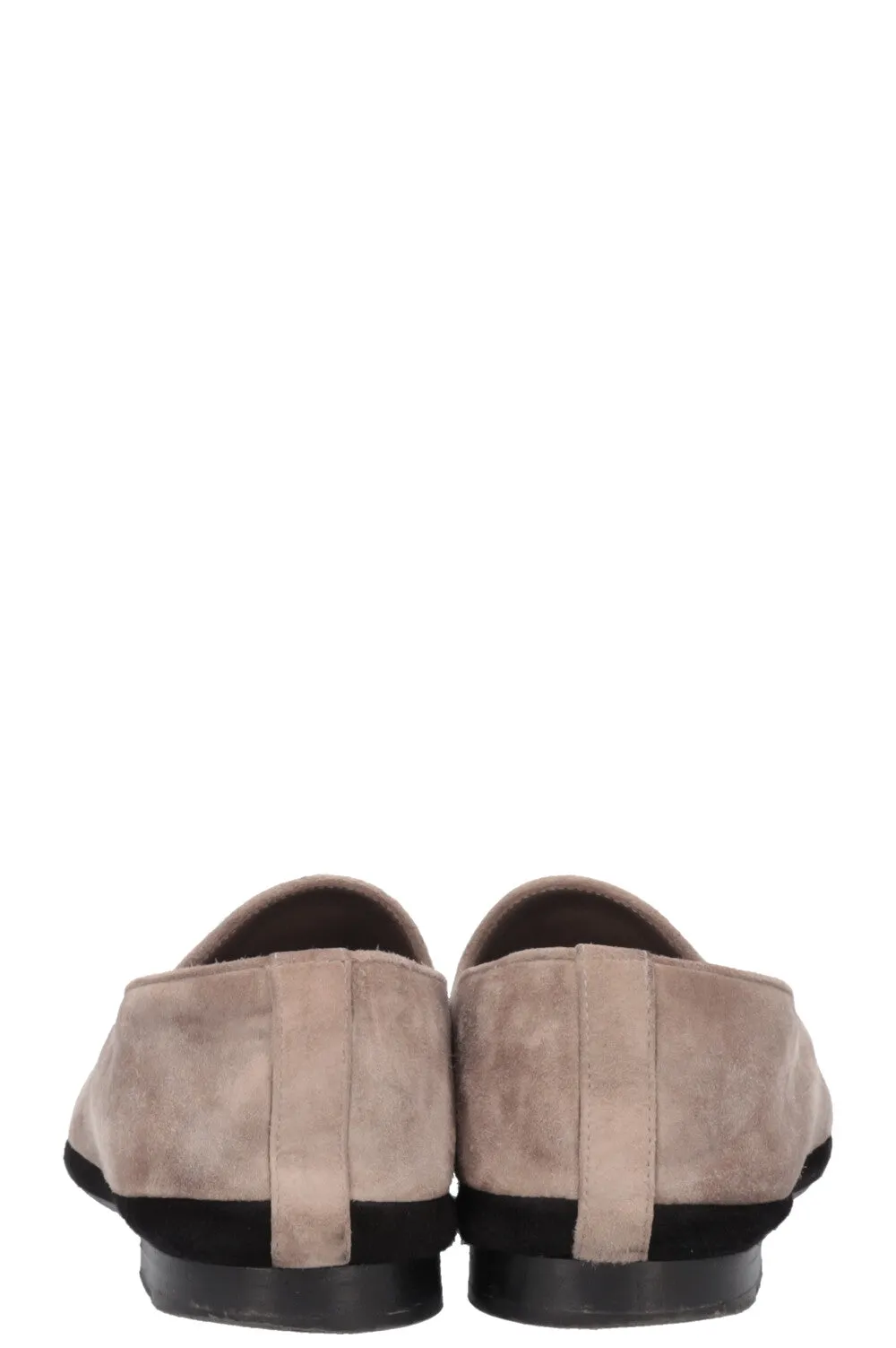 CHANEL CC Flats Suede Greige Black