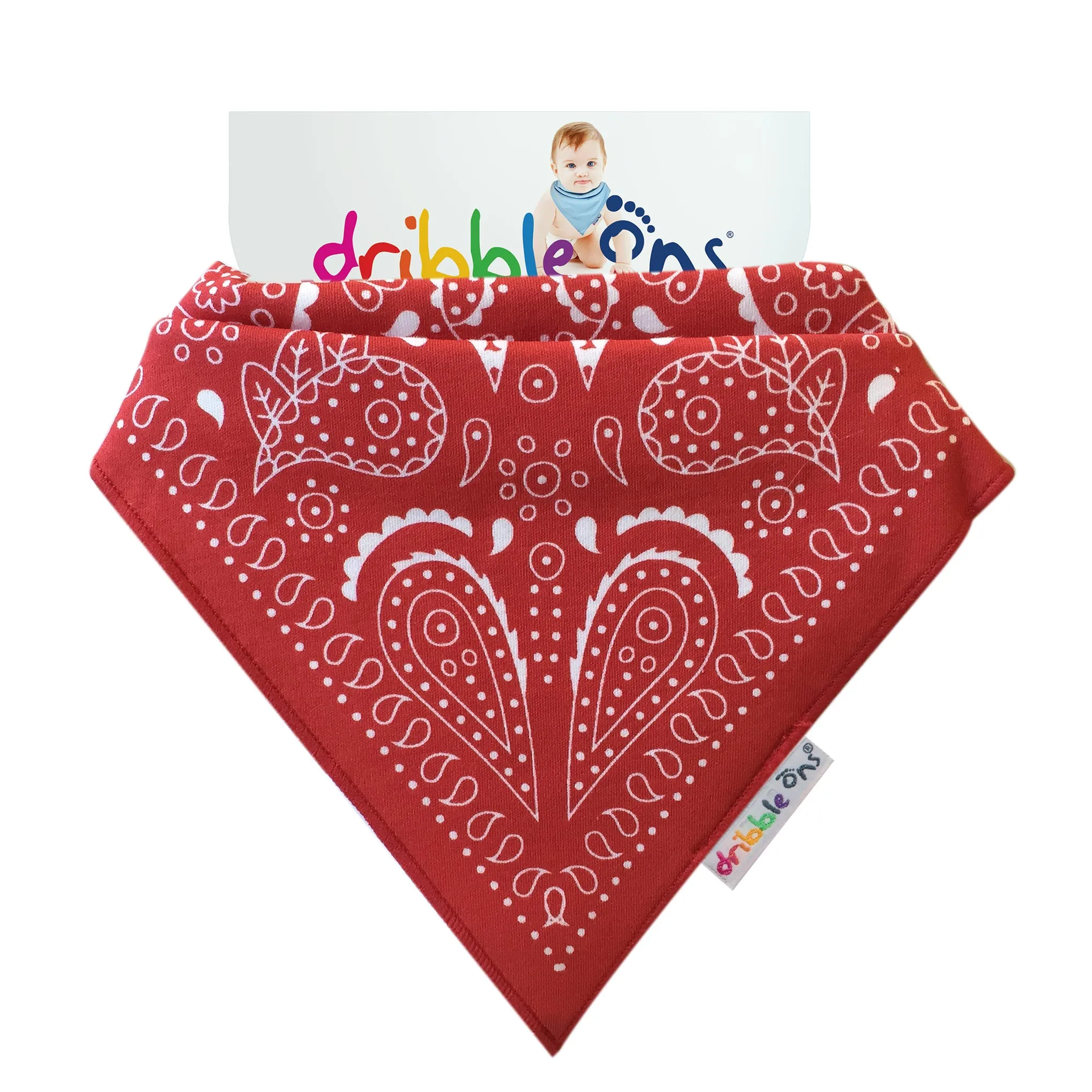 Dribble Ons Designer Print Bib (Paisley Red)