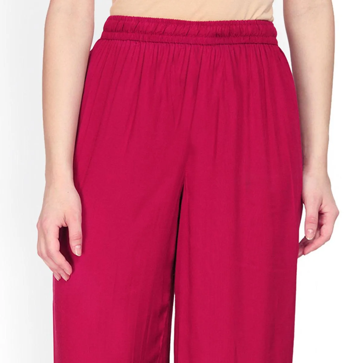 Elegant Pink Colored Casual Wear Rayon Palazzo