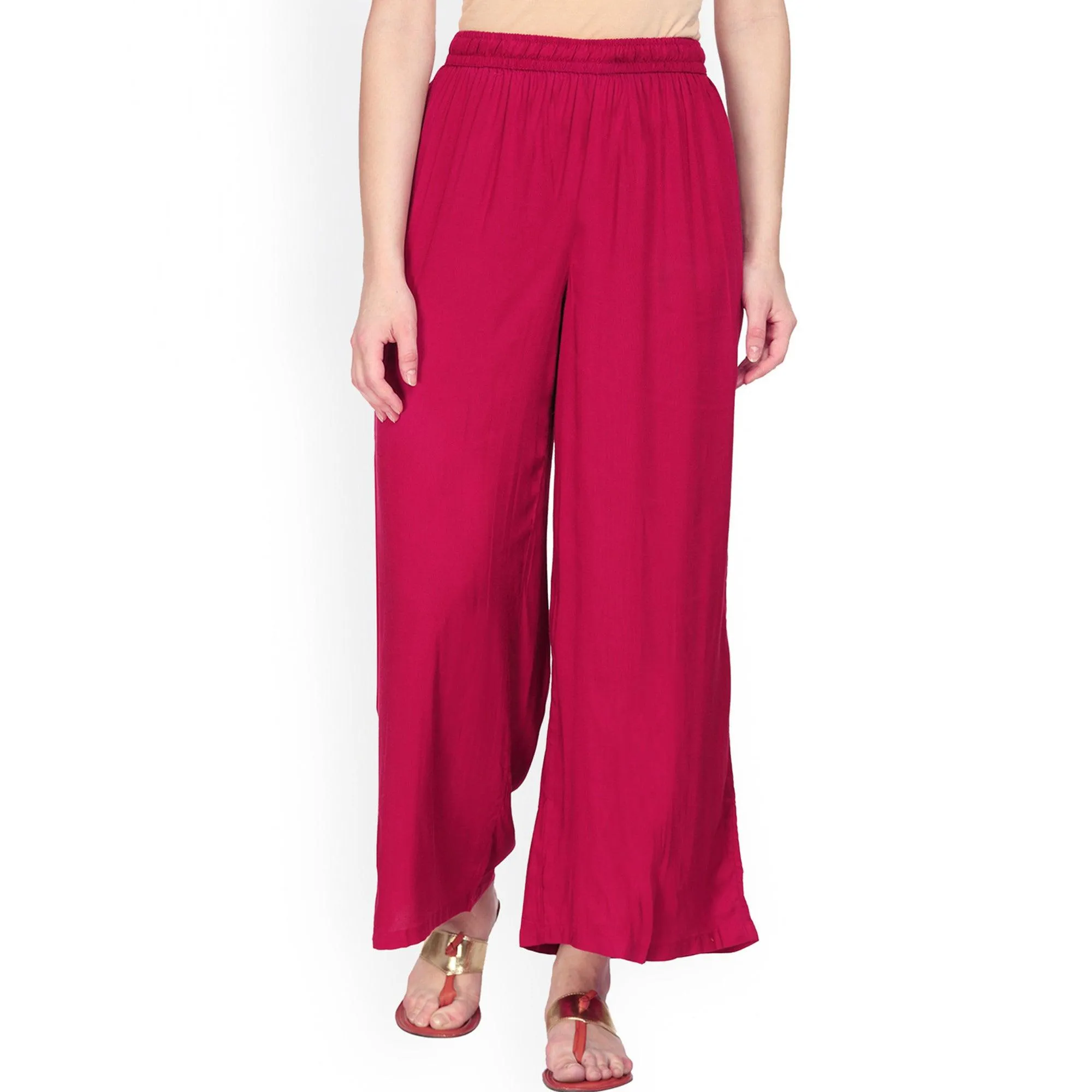 Elegant Pink Colored Casual Wear Rayon Palazzo