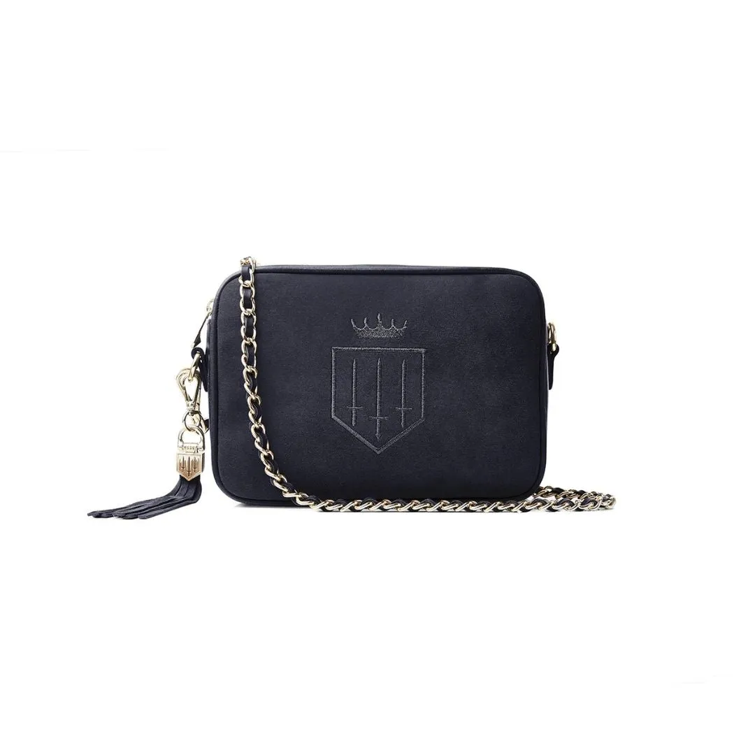 Fairfax & Favor Finsbury Crossbody Suede Handbag in Navy