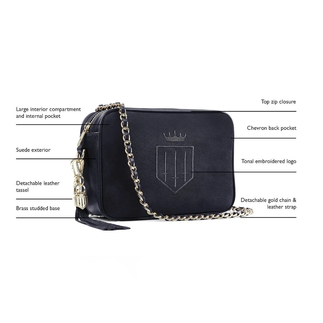 Fairfax & Favor Finsbury Crossbody Suede Handbag in Navy