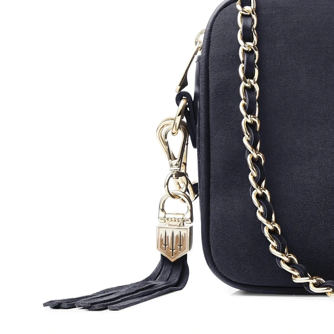 Fairfax & Favor Finsbury Crossbody Suede Handbag in Navy