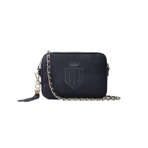 Fairfax & Favor Finsbury Crossbody Suede Handbag in Navy