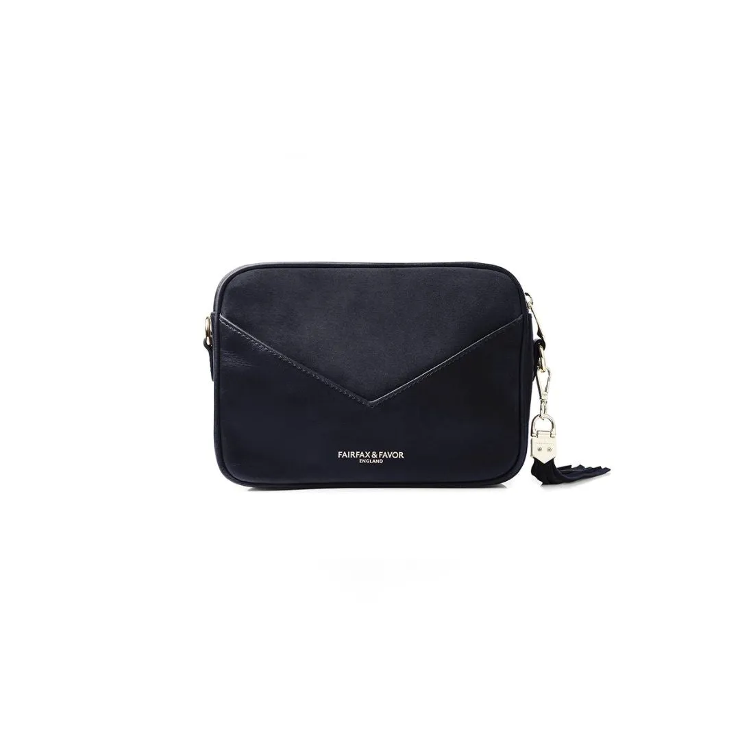 Fairfax & Favor Finsbury Crossbody Suede Handbag in Navy