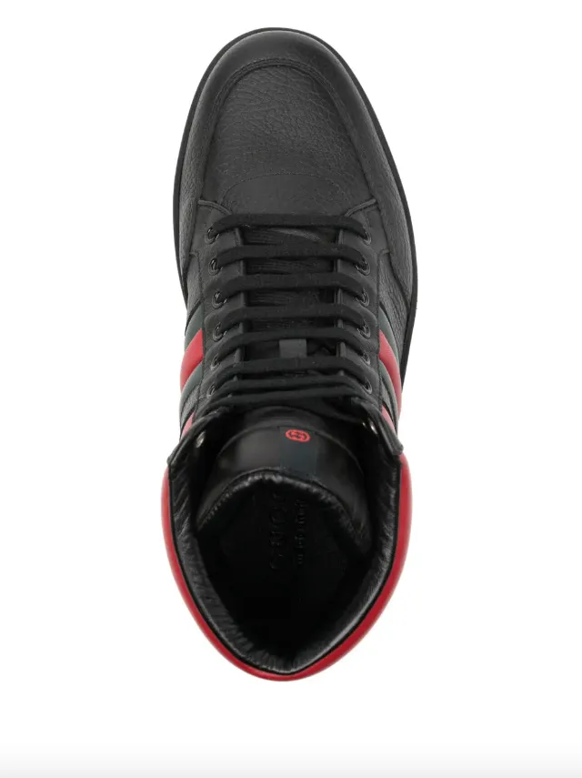 Gucci Black & red leather contrast padded high-top sneakers