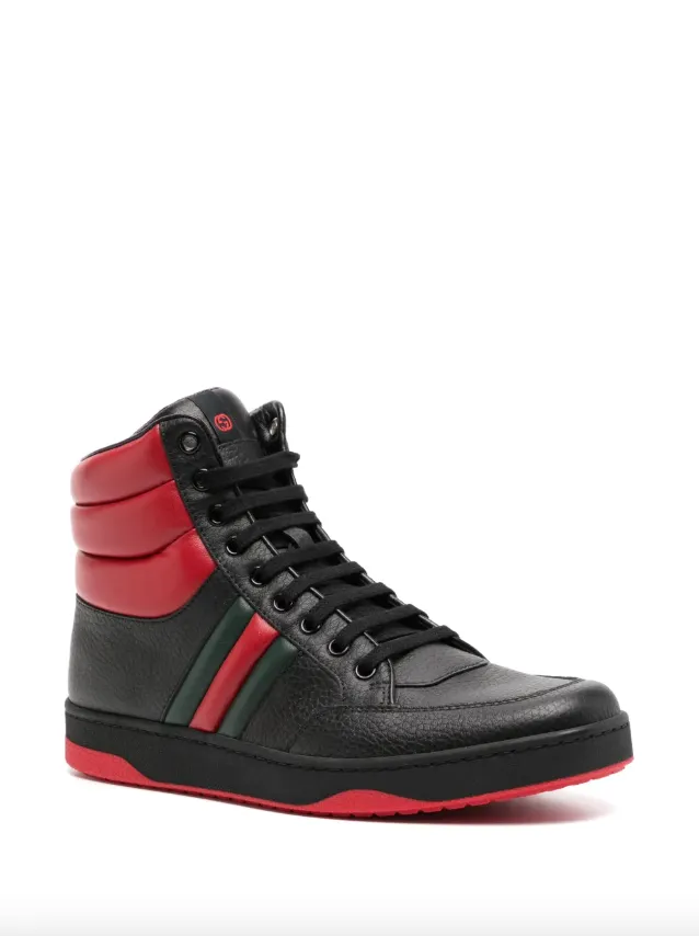 Gucci Black & red leather contrast padded high-top sneakers