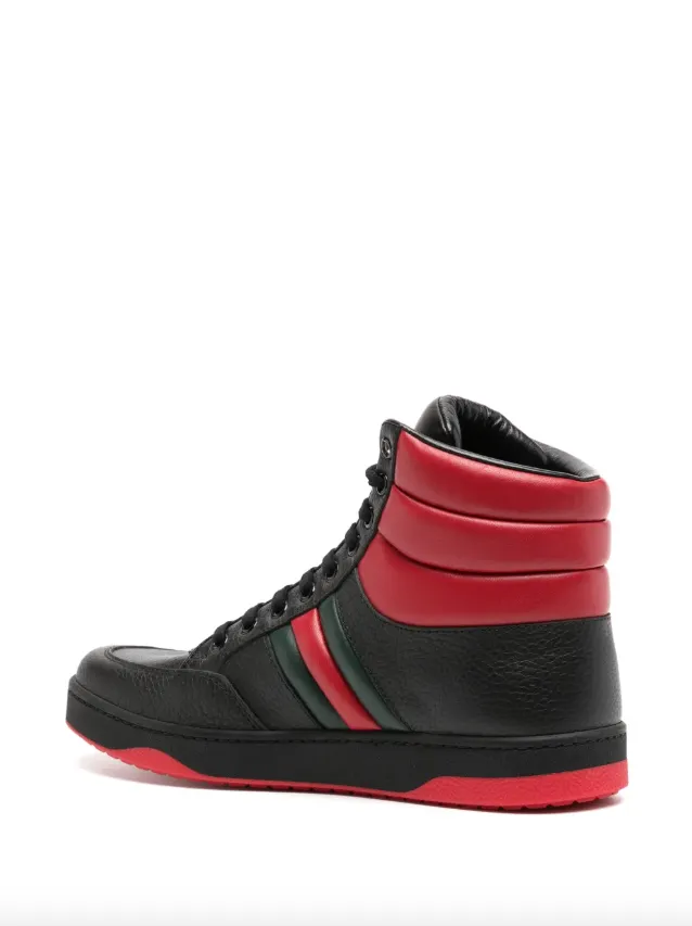 Gucci Black & red leather contrast padded high-top sneakers