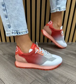 Hispanitas (SS25) Ombre Knitted Trainer with Elastic Laces BHV253869 - White/Scarlet (H10)