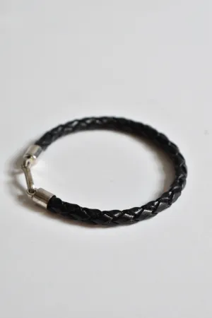 Italian Braided Silver Hook Bracelet Black