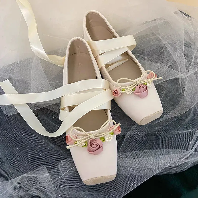 JOSKAA Women's Ballet Flats Shoes Woman Spring Summer 2024 Casual Barefoot Pink Fashion Elegant Sweet Socofy Ballerina Party on Offer