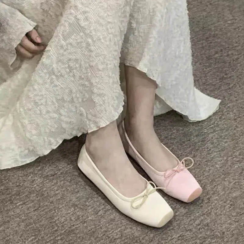 JOSKAA Women's Ballet Flats Shoes Woman Spring Summer 2024 Casual Barefoot Pink Fashion Elegant Sweet Socofy Ballerina Party on Offer