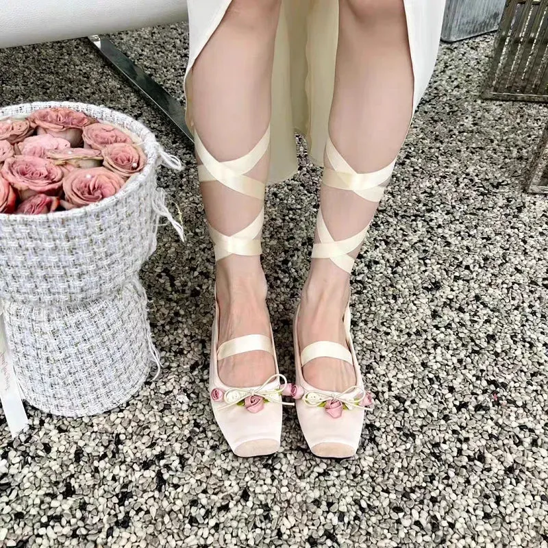 JOSKAA Women's Ballet Flats Shoes Woman Spring Summer 2024 Casual Barefoot Pink Fashion Elegant Sweet Socofy Ballerina Party on Offer