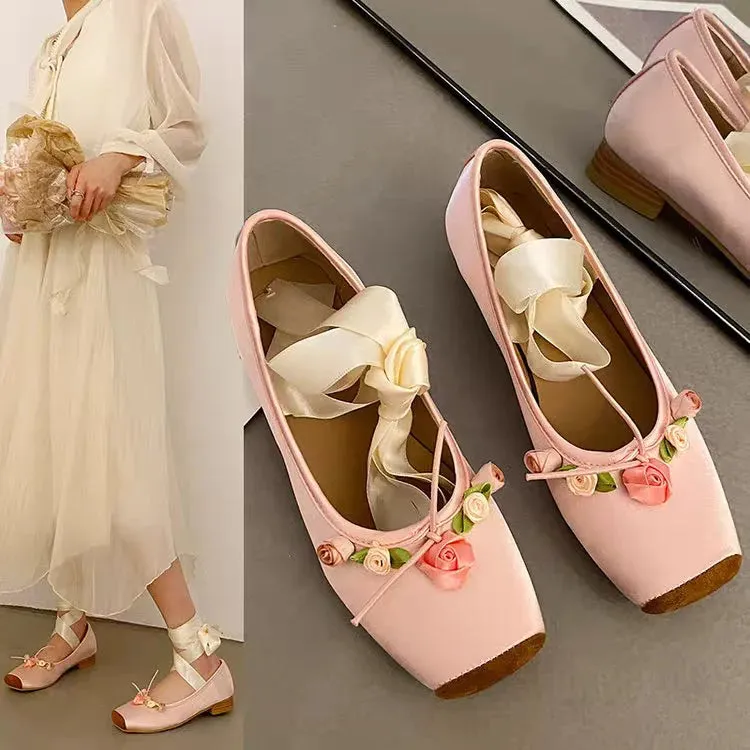 JOSKAA Women's Ballet Flats Shoes Woman Spring Summer 2024 Casual Barefoot Pink Fashion Elegant Sweet Socofy Ballerina Party on Offer