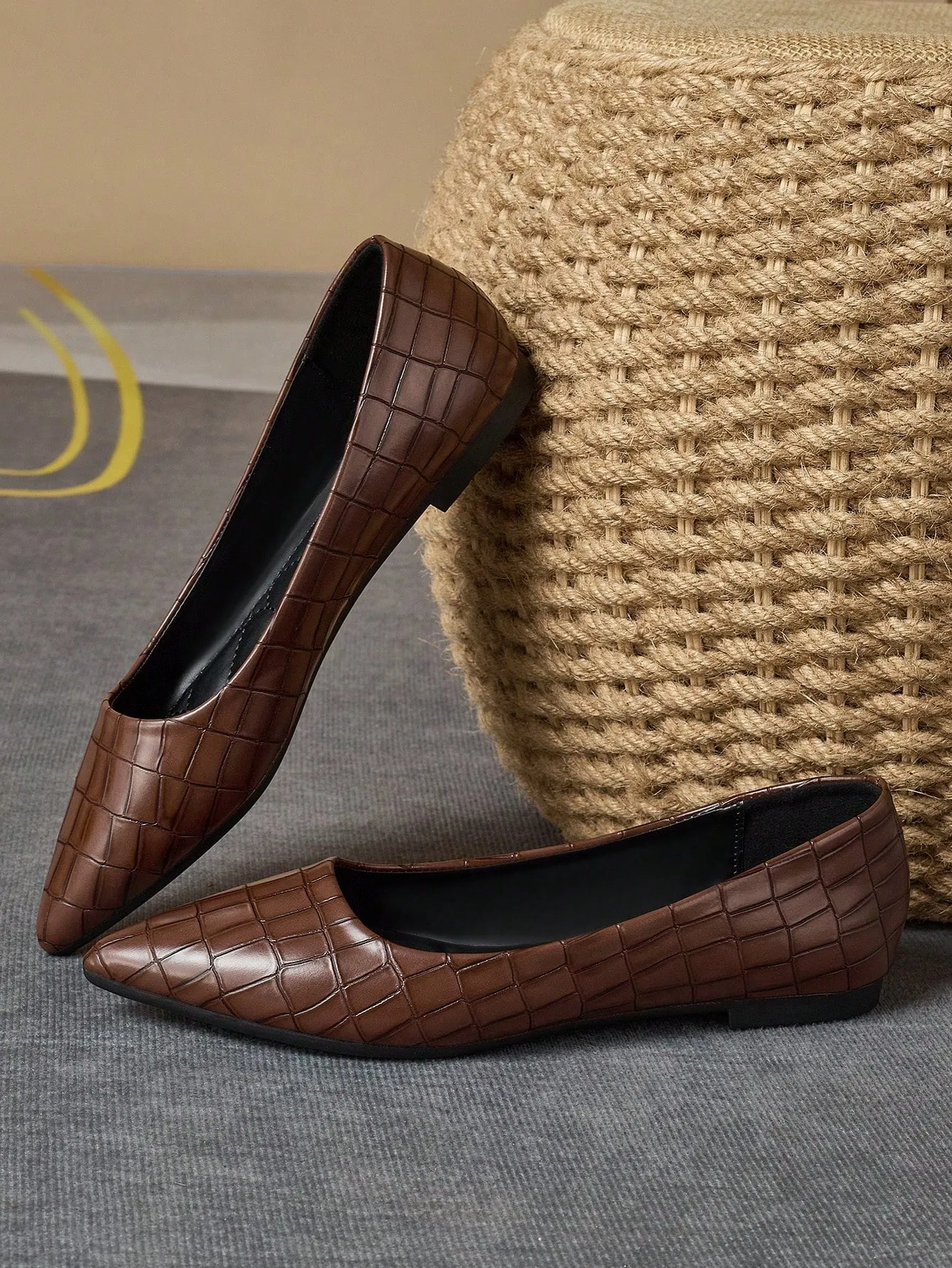 Ladies' Fashion Multi-Color Pointed Toe Brown Shallow Office Casual Versatile Black Flat Shoes, Autumn Outdoor Stylish Navy Blue Elegant Red Flats