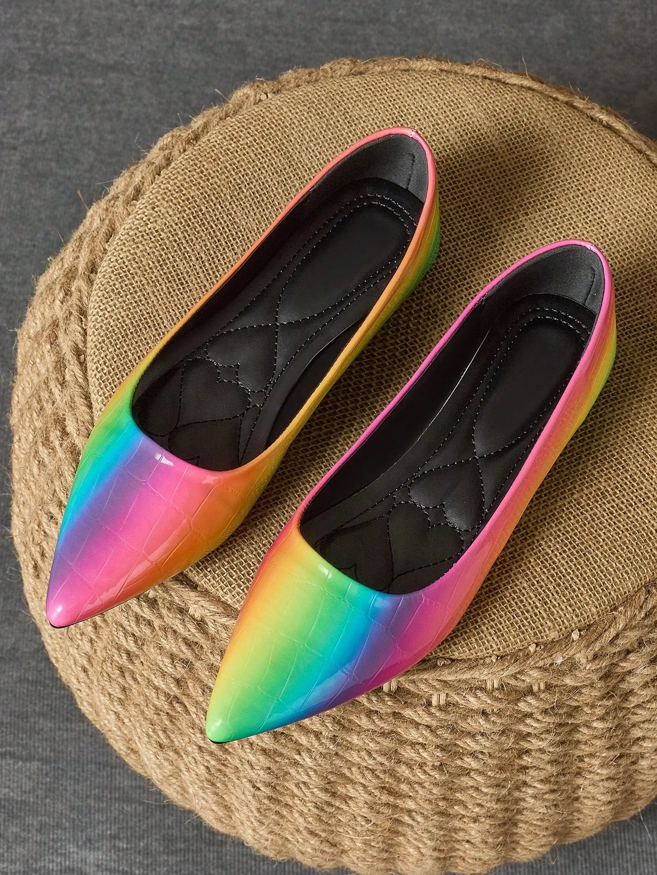 Ladies' Fashion Multi-Color Pointed Toe Brown Shallow Office Casual Versatile Black Flat Shoes, Autumn Outdoor Stylish Navy Blue Elegant Red Flats