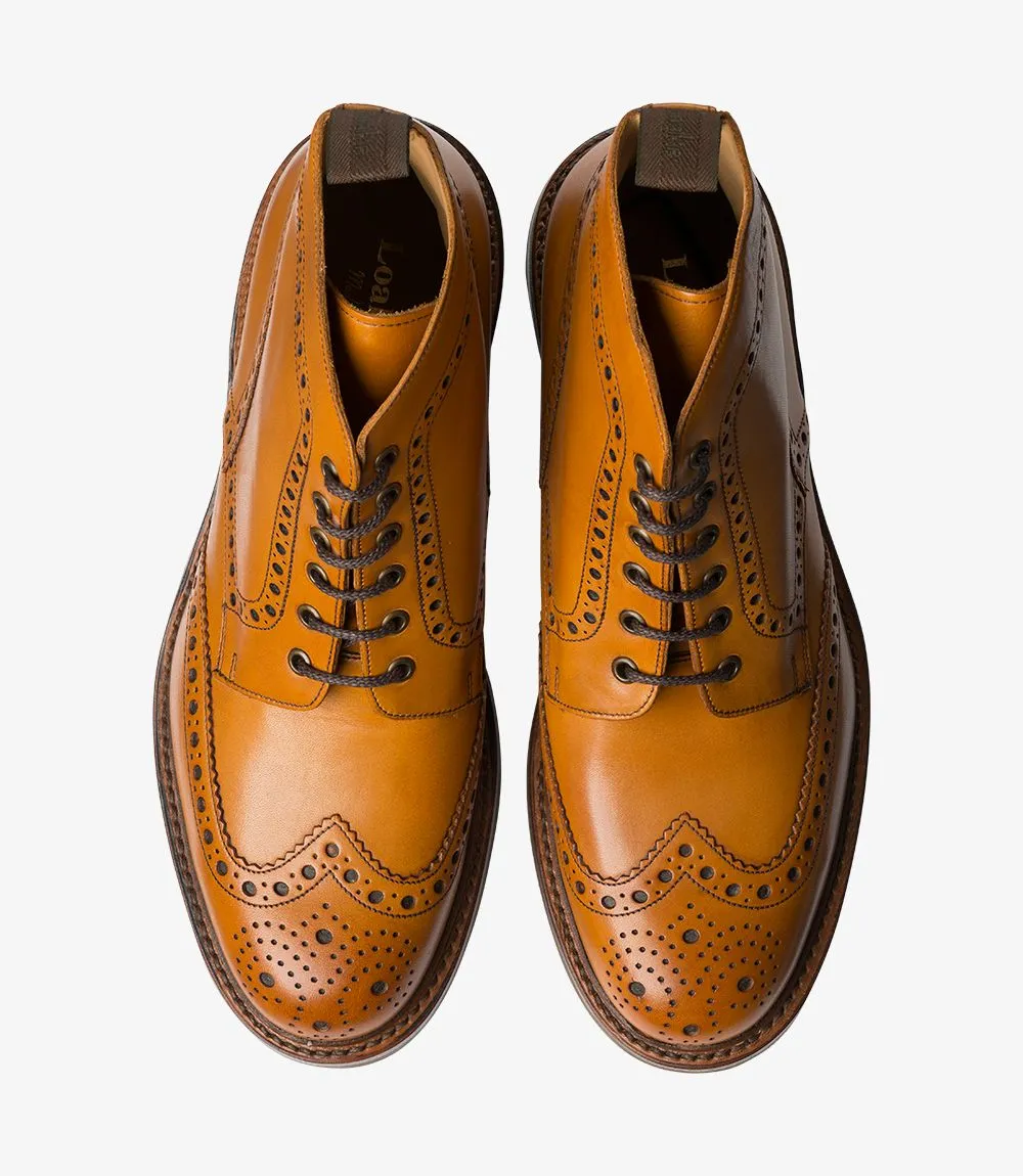 Loake Men's Bedale Leather Brogue Derby Boots Tan