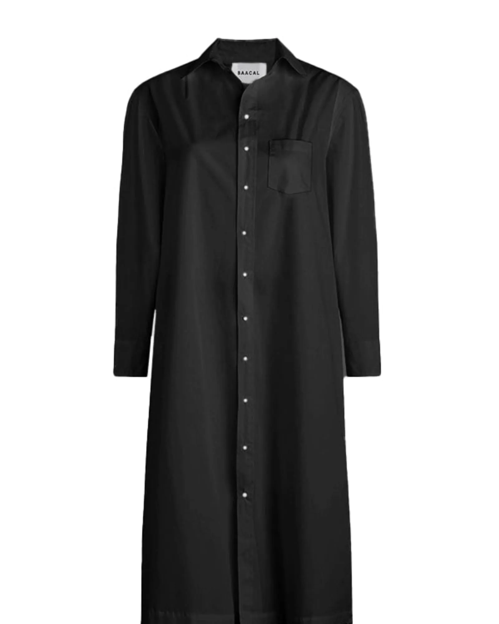 Long Cotton Shirt Dress | Black