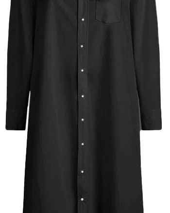 Long Cotton Shirt Dress | Black