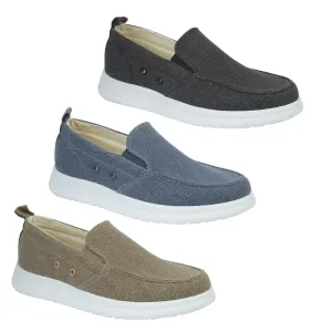 Marco Canvas Mens Loafers Slip On Walking Shoes Twin Gusset Comfort Casual Trainers Size