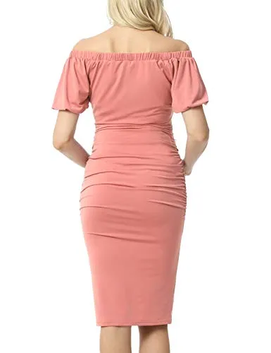 Maternity Dress Women's Elegant Lantern Sleeve Off The Shoulder Maternity Dress