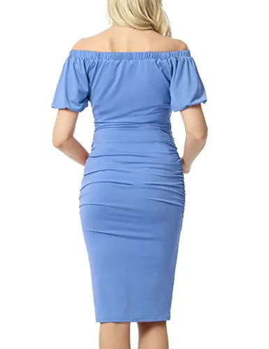 Maternity Dress Women's Elegant Lantern Sleeve Off The Shoulder Maternity Dress