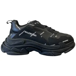 Men's Triple S All Over Logo Low Trainers Black Size EU 45 / UK 11