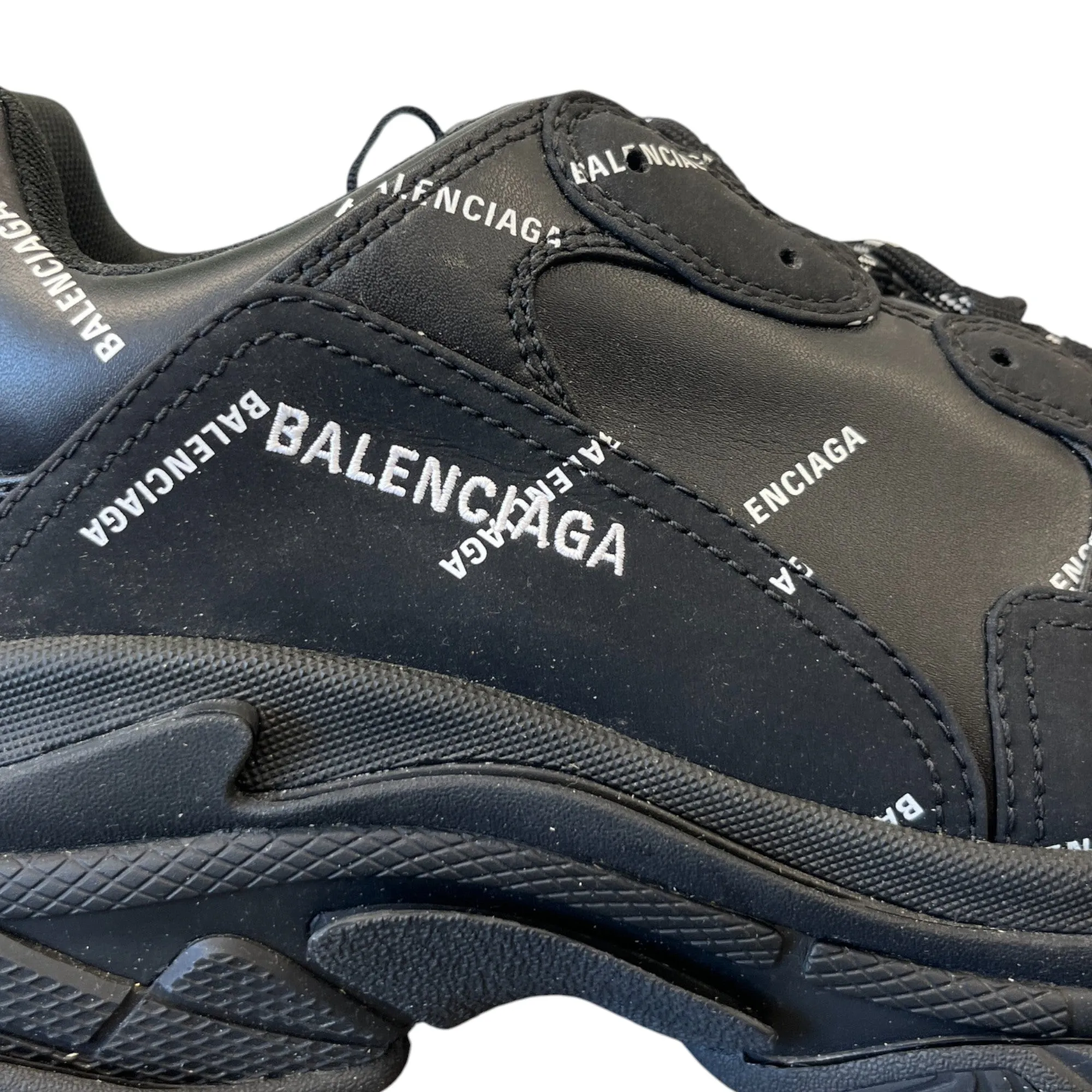 Men's Triple S All Over Logo Low Trainers Black Size EU 45 / UK 11