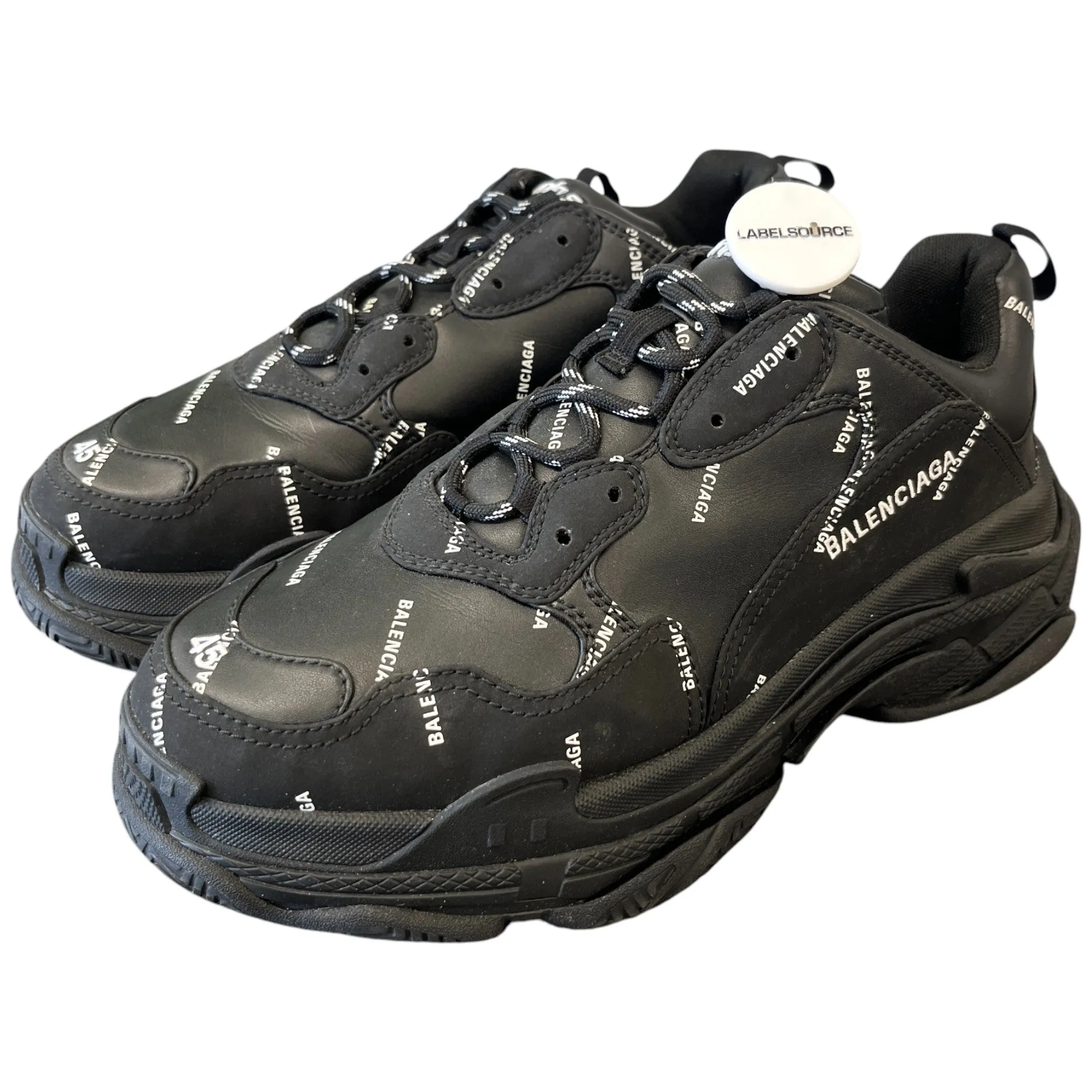 Men's Triple S All Over Logo Low Trainers Black Size EU 45 / UK 11