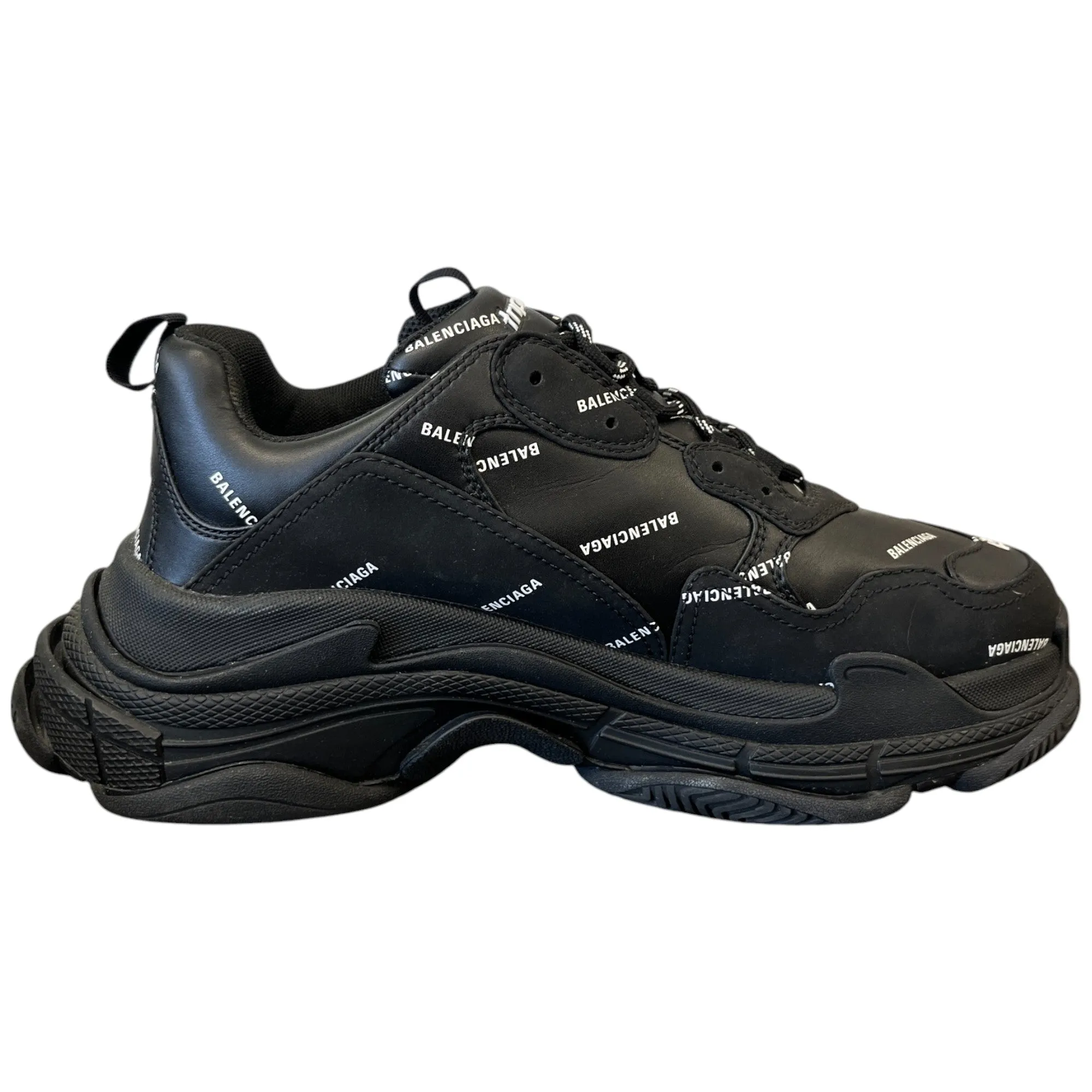 Men's Triple S All Over Logo Low Trainers Black Size EU 45 / UK 11