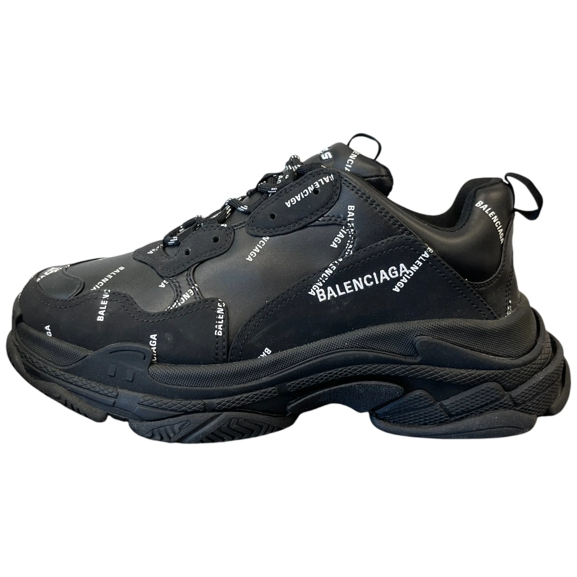 Men's Triple S All Over Logo Low Trainers Black Size EU 45 / UK 11