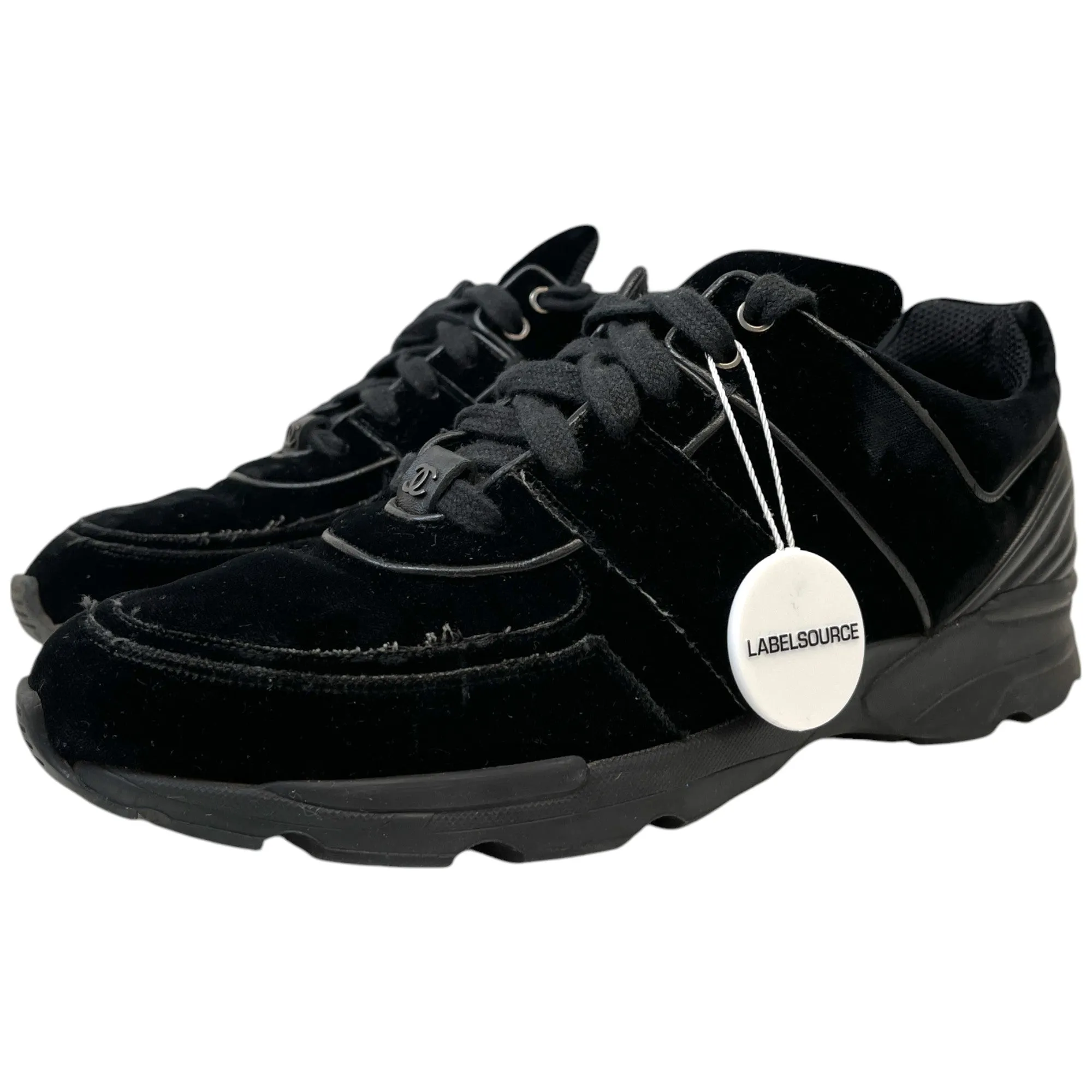 Men's Velvet Logo Low Trainers Black Size EU 40.5 / UK 6.5