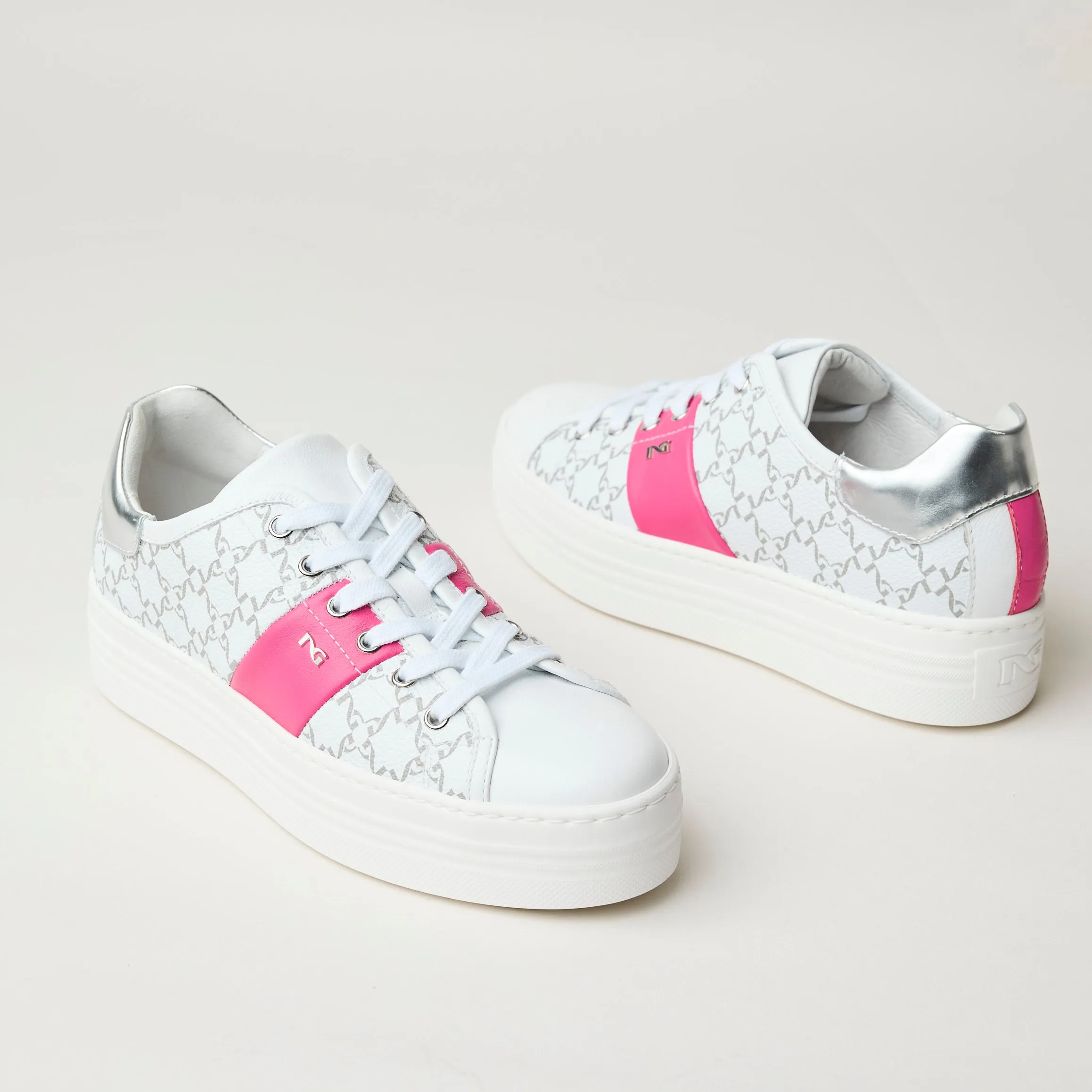 NeroGiardini White Leather Flatform Trainers