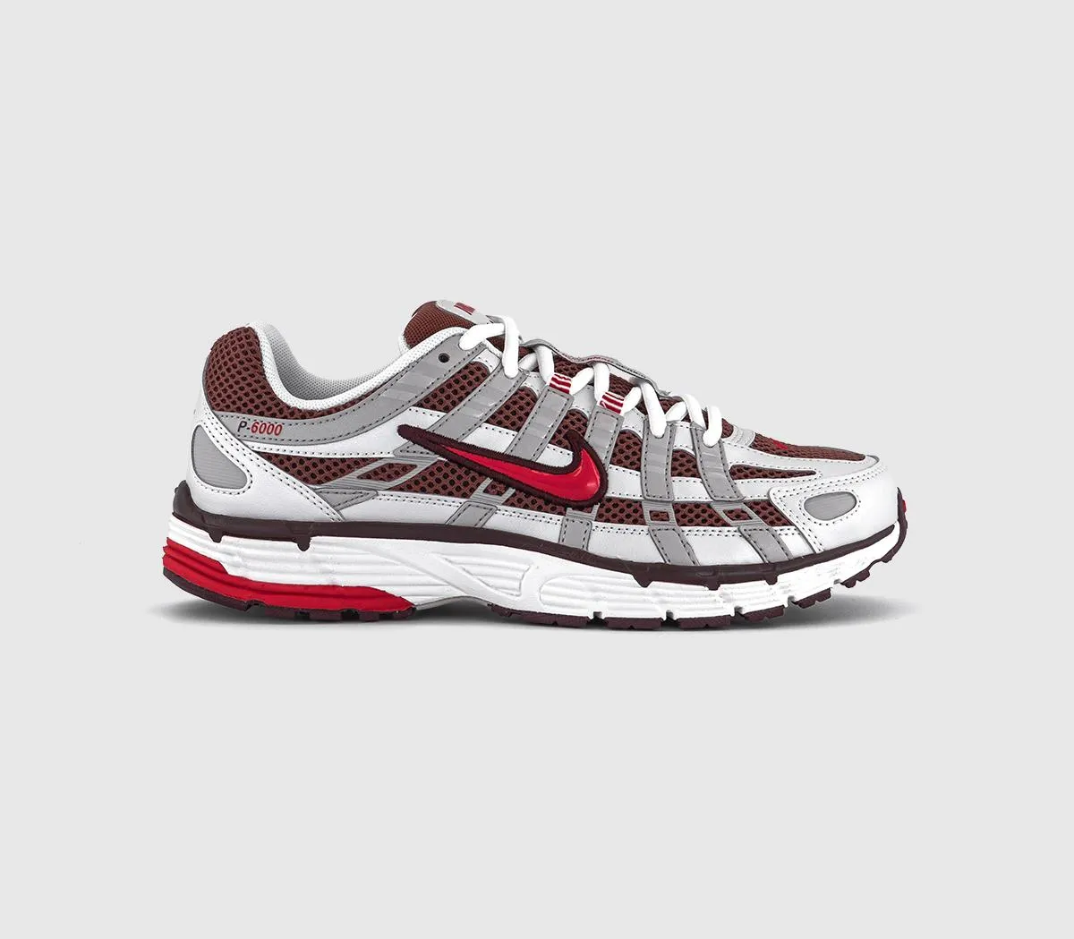 Nike P6000 Trainers Metallic White Fire Red