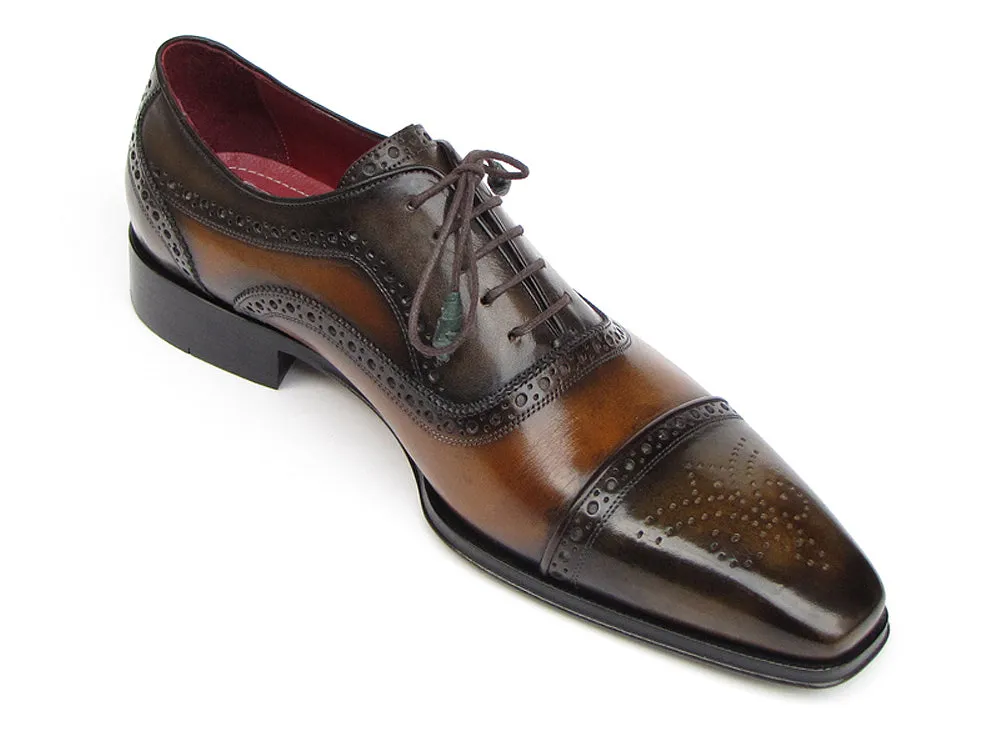 Paul Parkman Men's Captoe Oxfords Camel & Olive Shoes (Id#024)