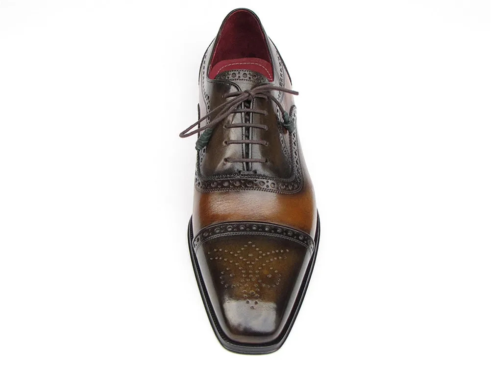 Paul Parkman Men's Captoe Oxfords Camel & Olive Shoes (Id#024)