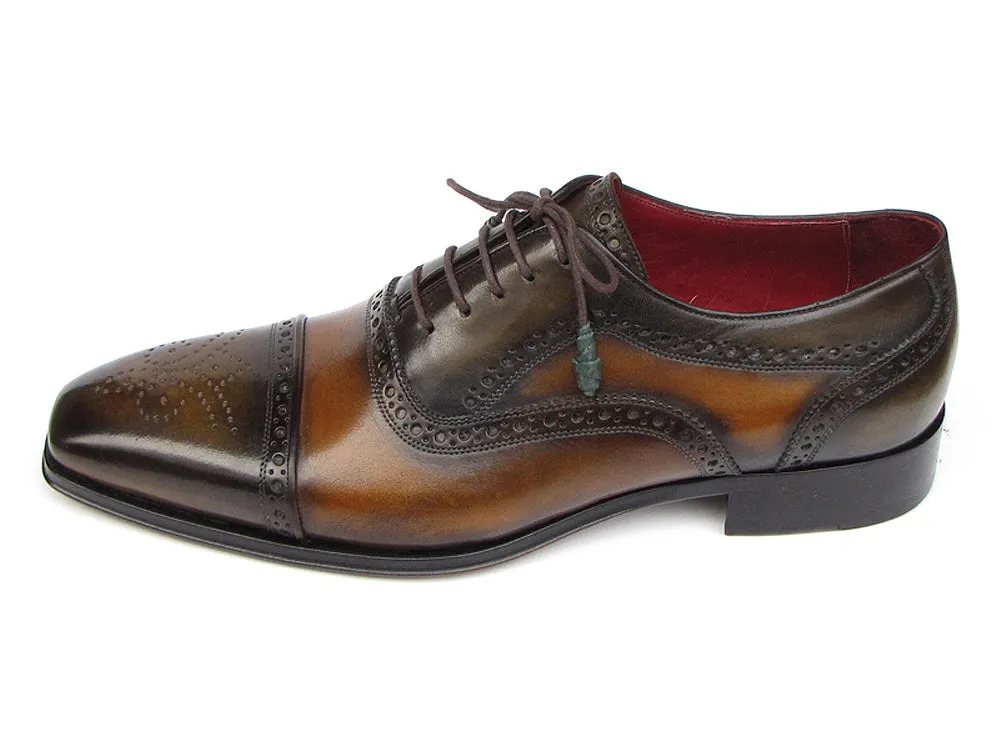Paul Parkman Men's Captoe Oxfords Camel & Olive Shoes (Id#024)