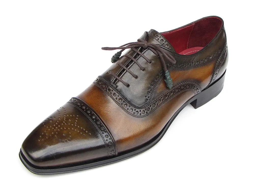 Paul Parkman Men's Captoe Oxfords Camel & Olive Shoes (Id#024)